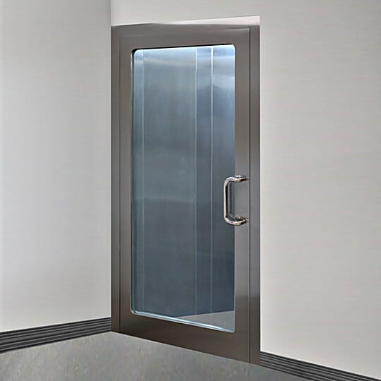 Left hand reverse stainless steel door with full view tempered glass window | 6603-83-R displayed