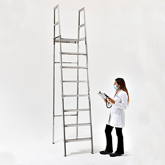 Stainless Steel 90° Ladder Platform with safety rails