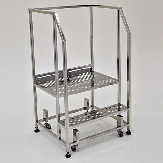 Stainless steel BioSafe two-step stairs with safety rail. | 2805-63 displayed