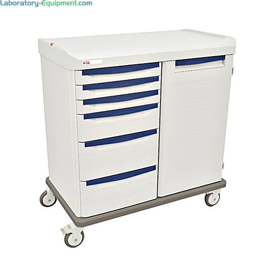 Antimicrobial medical double-bay mobile shelf with left and right bays  |  1306-82 displayed