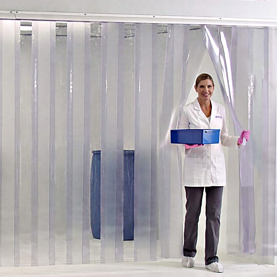 Anti-static PVC strip shields are suitable for all classes of cleanrooms and all levels of process isolation  |  1320S-08 displayed