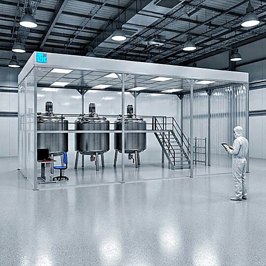 Contamination-controlled high bay cleanroom with extended vertical clearance for tall equipment and large systems  |  6604-PP-07 displayed