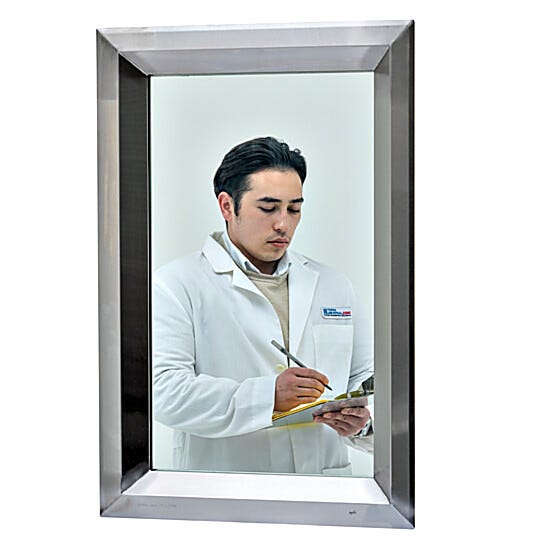 Center-mount window features stainless steel with welded corners to resist corrosion and reduce contamination risk | 6611-15-2436 displayed