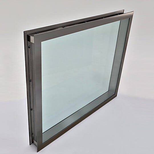 Flush-mounted stainless steel frame holds two window panes in place (specify wall thickness) | 6603-10 displayed