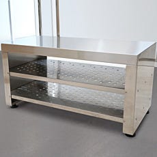 Free-Standing Cleanroom Gowning Benches with Integrated Bootie Rack