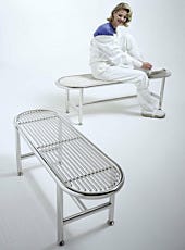 Free-Standing Cleanroom Gowning Benches, Cylinder Frame, Rod Top