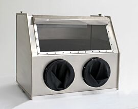 Stainless Steel Glove Box maintains low-humidity conditions to protect sensitive parts (shown with optional gloves)  |  1694-01C displayed