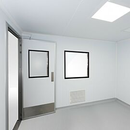 Flexible and scalable cleanroom design accommodates utility connections, such as compressed gas, vacuum, plumbing, phone and Ethernet lines