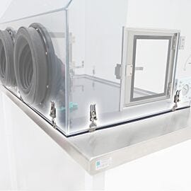 Detachable base for plastic series 100 glovebox includes latches dual gasket sealed perimeter   |  1681-55 displayed