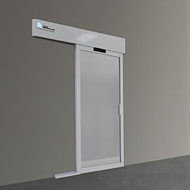 Right sliding, powder coated aluminum door that provides a hands-free entrance into the other room  |  6602-69-PC displayed