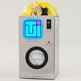 Filter replacement alarm system with integrated minihelic pressure gauge, light and buzzer  |  2625-54B-SS displayed