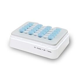 Combination block, 15x0.5ml and 20x1.5ml for temperature control from 0 to 105°C for use with MultiTherm Touch Shaker; compatible with optional Heated Lid #H510  |  5323-64 displayed