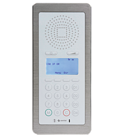 Flush-mount Intercom system with large backlit display features totally flat, waterproof faceplate, with no holes to minimize bacteria accumulation.  |  6711-11 displayed