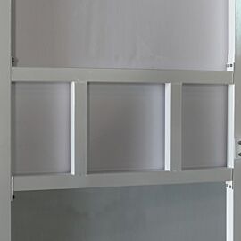 Powder coated steel frame for cleanroom pass throughs is automatically built into the frame of the cleanroom