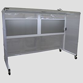 Portable horizontal CleanBooth, three-sided Softwall enclosure and polypropylene ceiling, laminar flow of HEPA-filtered air and castered frame with locking brak  |  1870-21 displayed