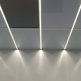 Double stacked cleanroom LED strip lights installed to the ceiling of a cleanroom  |  3800-40A displayed