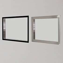 Shown is a side-by-side comparison of framed and frameless BioSafe windows. The frameless design is mounted flush with the existing wall.  |  6603-19-1602 displayed