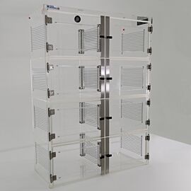 Acrylic ValuLine® Extended Service desiccator cabinet with 8 chambers, 36.75"W x 16"D x 49.25"H  |  3949-36C displayed