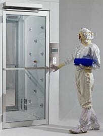 Automatic swing door with motion sensor allows hands-free door operation (shown installed on Air Shower)  |  1999-88-L displayed