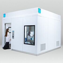 Fully-integrated BioSafe® modular cleanroom with demountable wall panel system   |  6606-PP-02 displayed