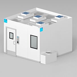 USP 800 Cleanroom Connecting to External Exhaust for Negative Pressure While Plenum Simplifies Utility Access and HEPA Filters Maintain Air Quality  |  2899-PP-03 displayed