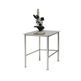 BioSafe® stainless steel workstation with round tube legs and 5mm solid top worksurface  |  9605-58 displayed