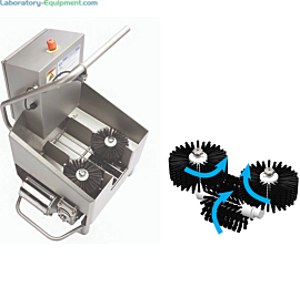 BSX600-DAF Single Boot Scrubber (Wet) with removable 3" Vertical brushes features a stainless steel frame, Solenoid activated spray and Venturi injector  |  5608-25 displayed