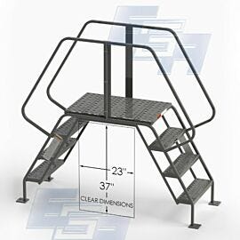 OSHA C001 4-Step Crossover with 24"W EZY Tread, handrails, 23"W x 37"H clearance and a 300 lb. capacity provides a secure walkway for warehouse workers  |  2813-79 displayed