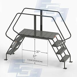 OSHA C003 4-Step Crossover with 24"W perforated EZY Tread, handrails, 37"W x 37"H clearance and a 300 lb. capacity provides a secure walkway for warehouse worke | 2813-81 displayed