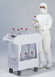 Polypropylene chemical transport cart with 12 compartments to transfer 1-gallon jugs and bottles filled with acids and other corrosives  |  3401-00 displayed