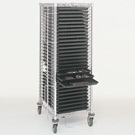 Cleanroom Electronics tray cart with stop bars and vibration suppression casters  |  2650-98 displayed