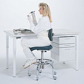 Cleanroom tables with sealed dissipative or non-dissipative laminate tops (shown with optional drawers)  |  1722-00 displayed