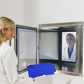 Smooth, ultra-clean surfaces inside the CleanSeam™ Pass-Through eliminate germ traps, simplify cleaning and disinfection  |  2636-06D-2 displayed