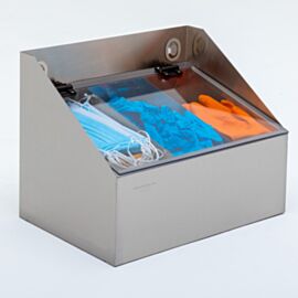 Glove dispenser enhances cleanliness by safely storing PPE equipment in separate compartments    |  4952-92 displayed