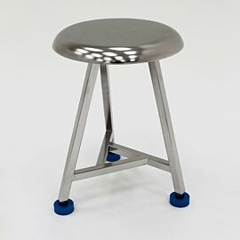 Three-legged stainless steel stool with polyurethane leveling feet  |  2806-10A displayed