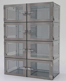 Adjust-A-Shelf ESD-safe desiccator cabinet, static-dissipative PVC, 8 chambers with adjustable shelving  |  3950-03D displayed