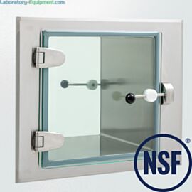 Pass-through utilizes a pivoting bar latch with large ergonomic handle on each door that rotates into the catcher  |  2627-PP-01 displayed
