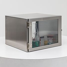 ISO 6 Stainless steel desiccator cabinet, single chamber design, provides dry and sterile storage environment.