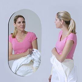 Frameless wall-mounted oval cleanroom mirror  |  5254-00 displayed