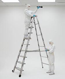 BioSafe nine step folding ladder provides access to cleanroom ceiling for maintenance operations  |  2805-49 displayed