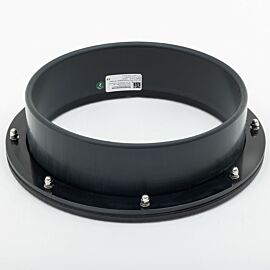 Exterior of polypropylene glovebox port with round cutout and neoprene gaskets  |  1672-23 displayed
