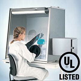 Series 600 Stainless Steel Glove Box  provides a low-humidity, low-particle processing environment (shown with optional air lock, gloves)  |  9670-00B displayed