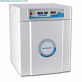 Benchmark Scientific Incu-Shaker Mini CO2 Shaking Incubator with a 47L capacity features a dual beam IR sensor and six side direct heating SS chamber  |  2823-33 displayed