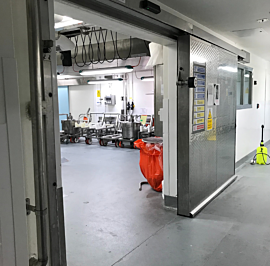 Dortek DT80 Hinged Chiller and DT160 hinged or sliding Freezer Doors for use in cold food storage and preparation  |  6712-PP-01 displayed