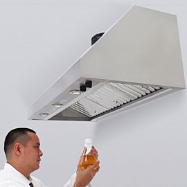 Wall-mount canopy fume hood provides 1200 CFM exhust fume ventilation with 4 blower speeds  |  5015-14 displayed