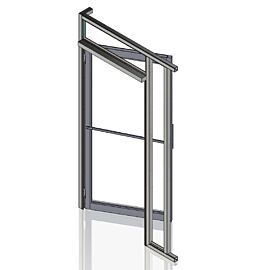 Inward swinging left-handed door assembly; default door configuration for ValuLine hardwall cleanrooms.  |  6710-14A-L-PC-VL displayed