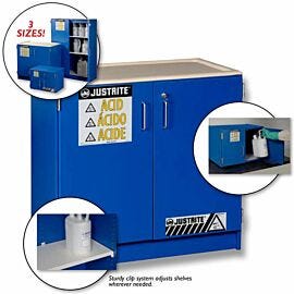 Wood laminate resists nearly all acids and corrosives and double key sets for extra safety and security; shelf clip system makes adjusting easy and convenient  |  3618-08 displayed