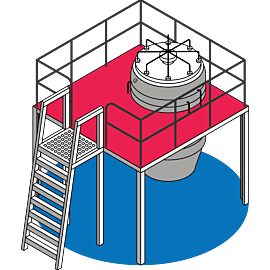 90° Stainless Steel Access Ladder for Process Equipment and Storage Vessels