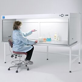 Horizontal Laminar Flow Stations provide an enclosed, HEPA-filtered ISO 5 work environment with stainless steel interior surfaces for easy-cleaning  |  9620-64A displayed