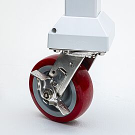 Stainless steel swivel casters feature 6" non-shedding polyurethane wheels and raise cleanroom 7.125"  |  6704-08 displayed